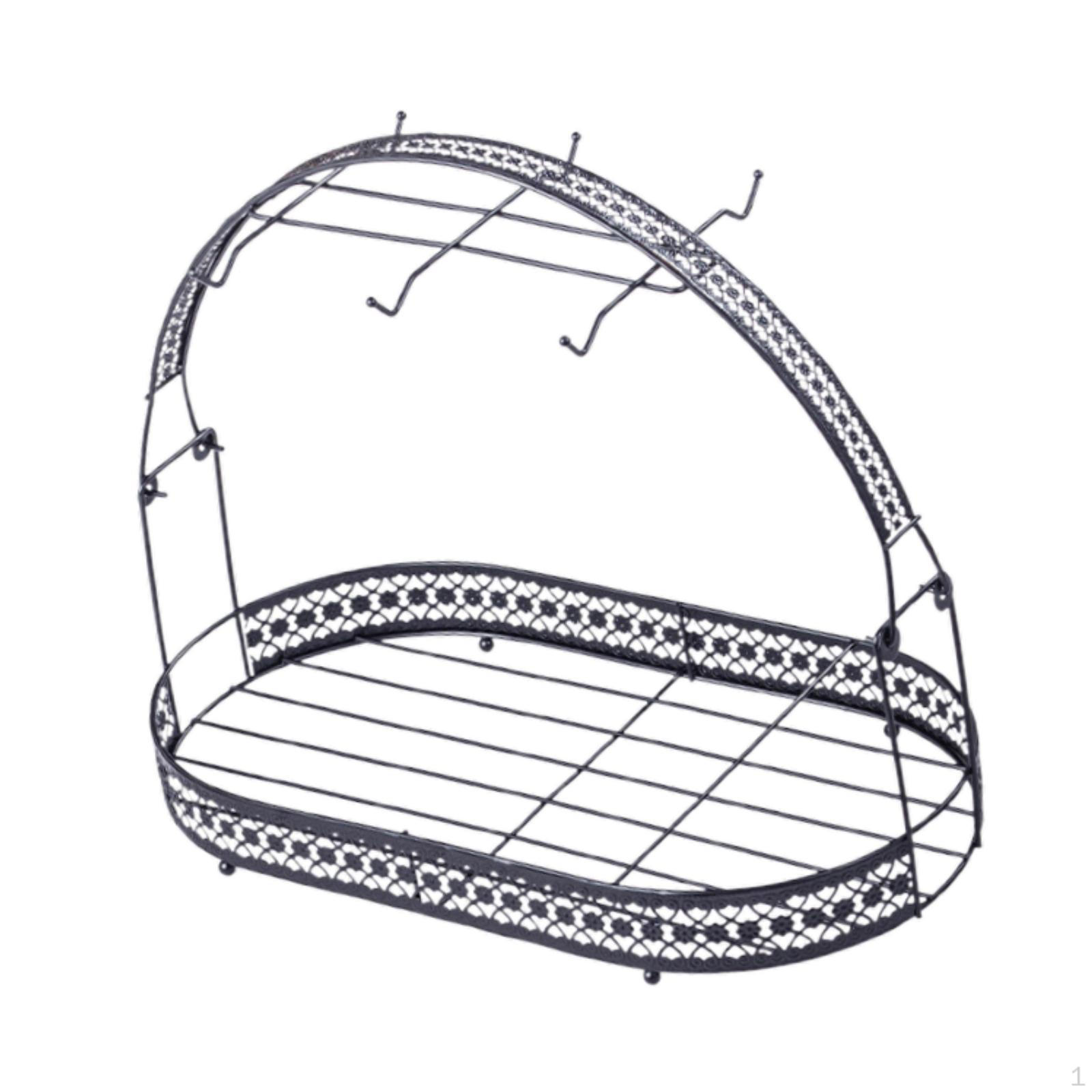 Подставка для стаканов на столешницу, органайзер для кружек и чашек, металлический, с нескользящим подносом и сушилкой Black