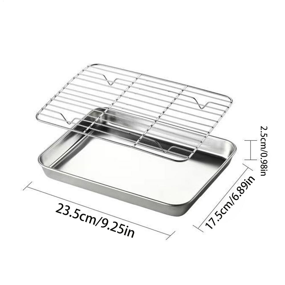 Cooking Wire Rack Stainless Steel Pans Non-Stick With Cooling Rack Square Pan With Strainer Multi-purpose Flat Pan For Cooking