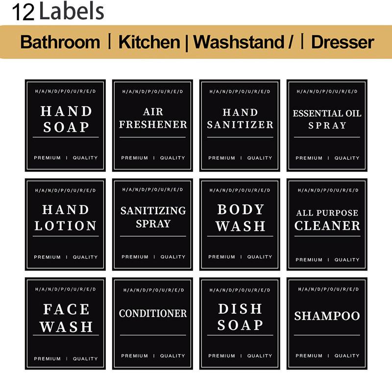 500 ml Lotionflasche mit Pumpseife und Spülmittelspender-Set, Küchen-Duschflaschen, nachfüllbar, mit Etiketten
