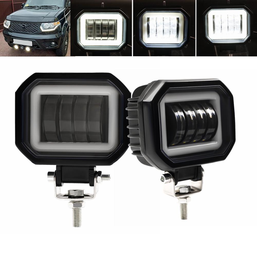 LED Fog Lamp Driving Daytime Off road Led Light Headlight 3'' 40W Motorcycle Halo Lamps For Jeep ATV 12V 24V SUV Worklight Beams