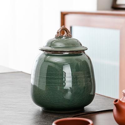 Nordic Blue Porcelain Tea Jar Large-Capacity Household Moisture-Proof Sealed Jar Storage Bottle Coffee Beans Jar Home Decoration