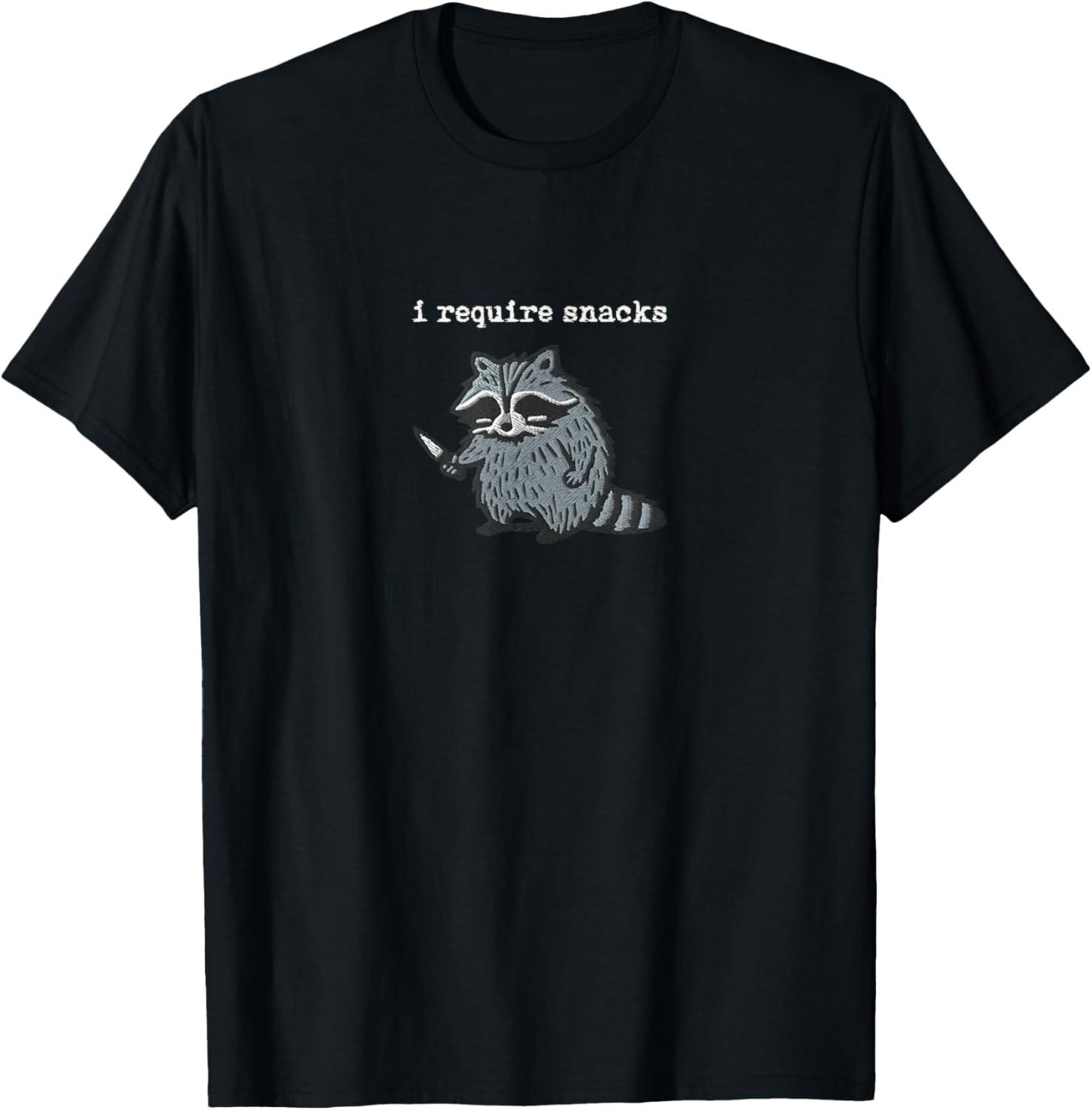 i Require Snacks Raccoon T-Shirt Mens Womens Tees Top unisex T-Shirt Mens Womens Tees Top S