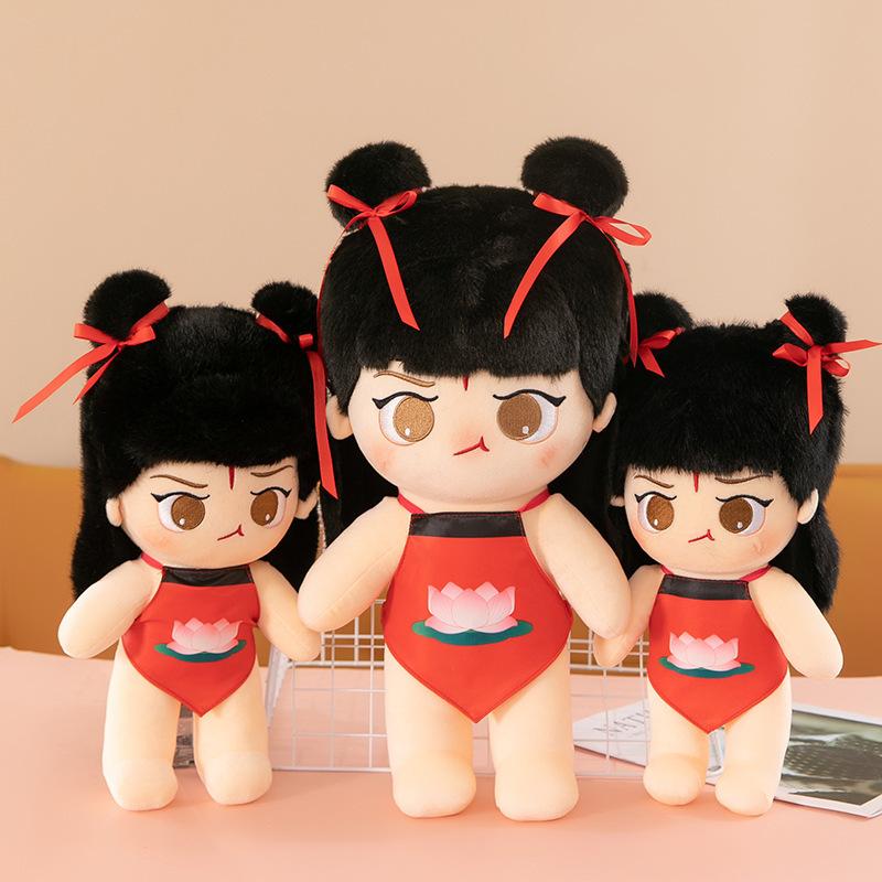 Cute Nezha Plush Toy Cotton Doll Girl Doll Nezha Doll Girl Throw Pillow Children's Birthday Gift