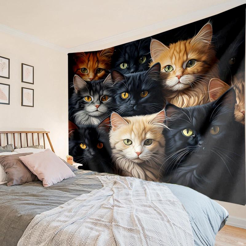Crystal Cats Fantasy Tapestry Room Decoration Wall Hanging for Living Room Bedroom, dormitory, Birthday and Christmas gifts