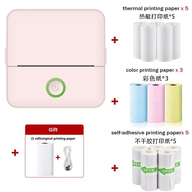 Portable Mini Printer Wireless Thermal Pocket Printers Self-Adhesive Paper for DIY Diary Stickers Quick Printing Conveniently