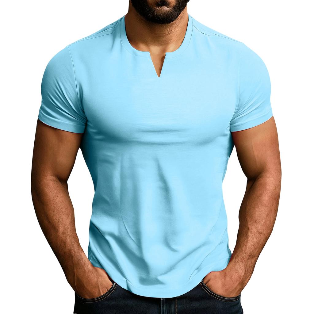 Men's Leisure Exercise Fitness Training Running Little V-Neck T-Shirt