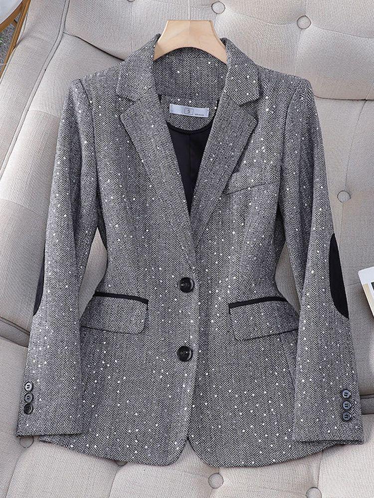 Women's Sequined Suit Jacket - High-End Spring/Autumn 2024 Casual Blazer