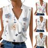 Damska koszulka z kwiatowym nadrukiem, dekoltem w szpic, bez rękawów, swetrem średniej długości, miękka, damska kamizelka w dużych rozmiarach, odzież damska