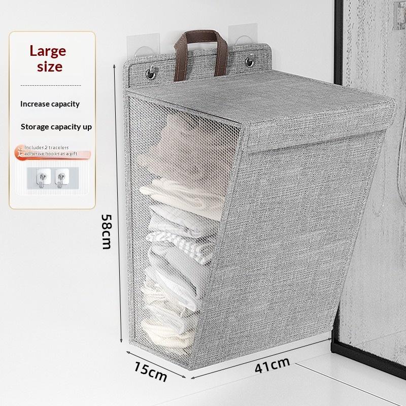 Wall Mounted Linen Dirty Clothes Bin Breathable Mesh Large Capacity Foldable Laundry Hamper for Bathroom Dorm Small Room