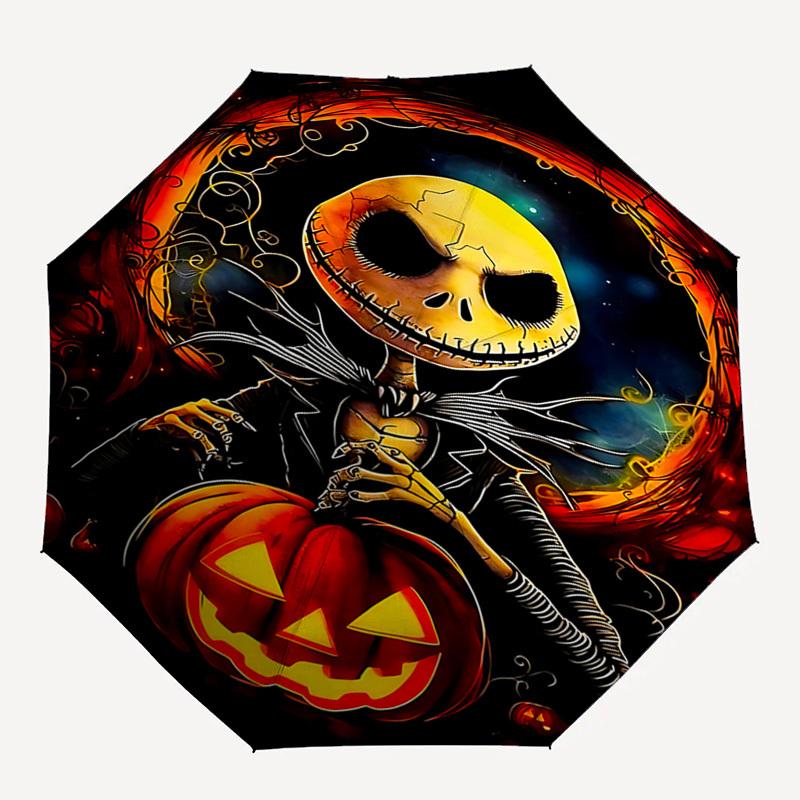 Nightmare Before Christmas Themed Automatic Opening and Closing Umbrella, Brightly Colored 8-rib Portable Umbrella, Suitable for Men and Women, A Perf