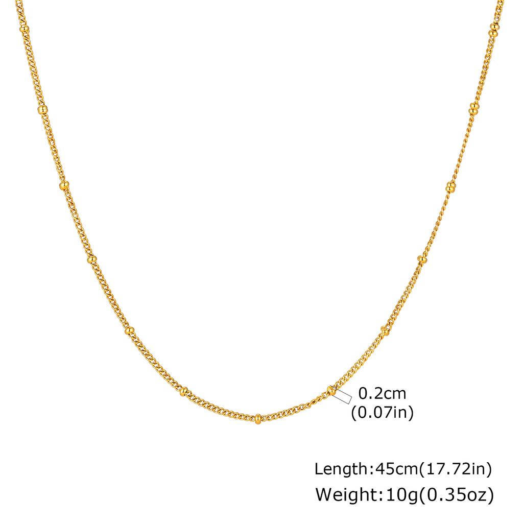 Minimalist Thin Chain Necklace 18K Gold Plated Stainless Steel Tarnish Resistant Waterproof Adjustable Women Layered Necklace
