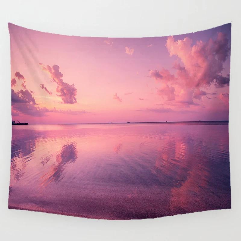 

Powder Warm Sky Seaside Tapestry Wall Hanging Hippie Art Living Tapestry Creative Design Bedroom Dormitory Room Decoration 74x94cm(29x37in)