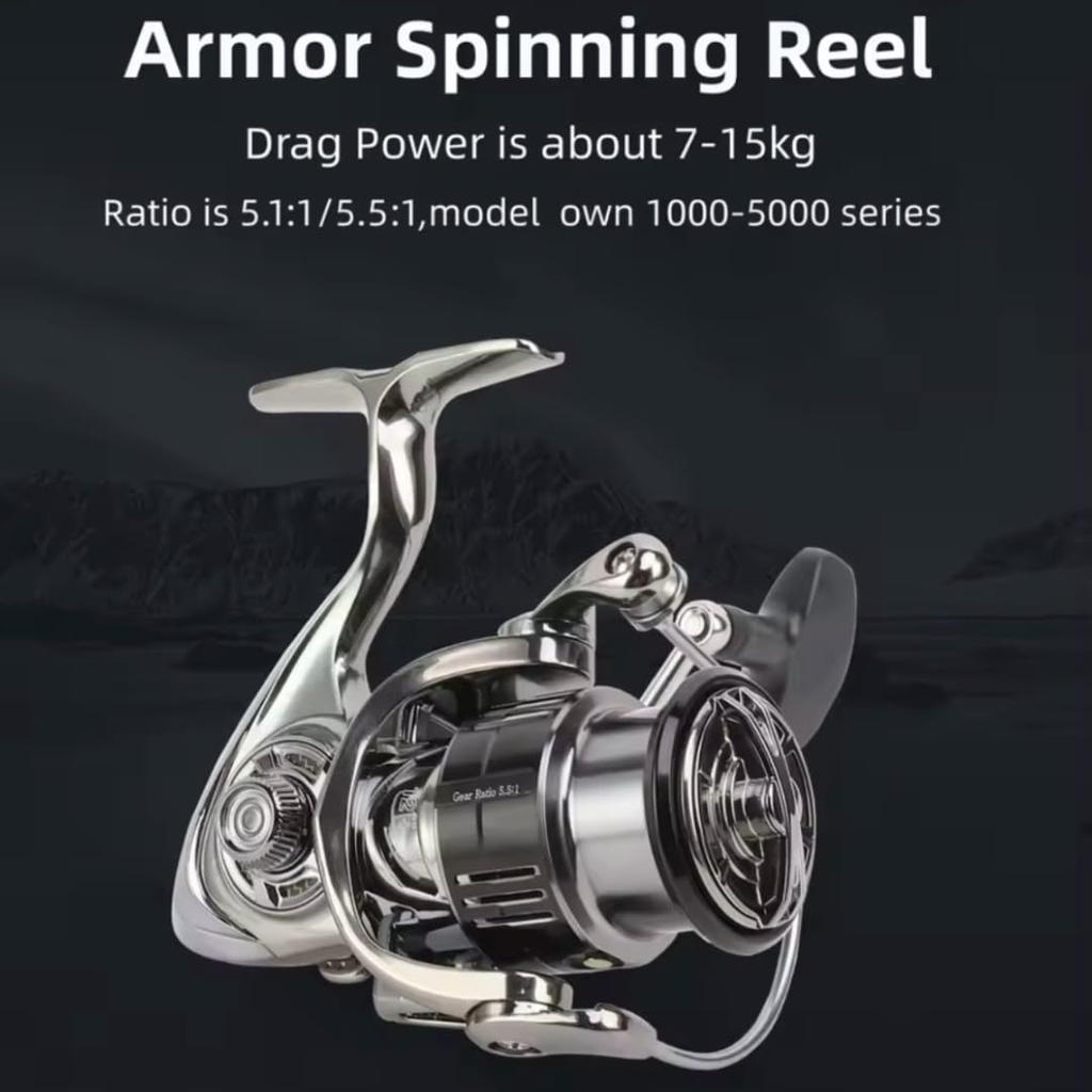 Spinning Reel Weight Max Drag Force Gear Ratio BB Ball Suitable for Multiple Fish Saltwater Available in various sizes from 1000 to 5000 Fi's+7 3000,