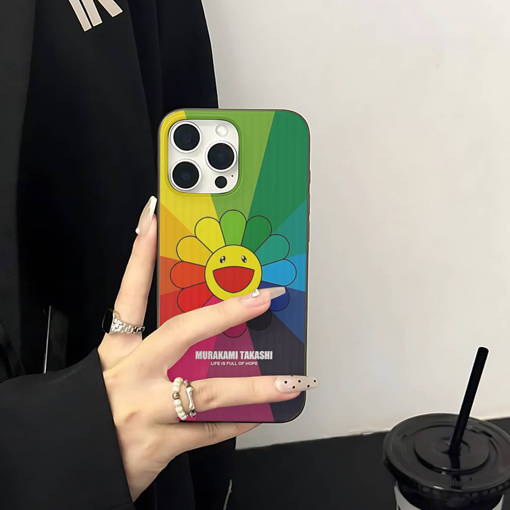 Art Japanese M-Murakami Artisti T-Takash For IPhone 17 16 15 13 14 Pro Max Plus Pro Corrugated Translucent Back Phone Cover