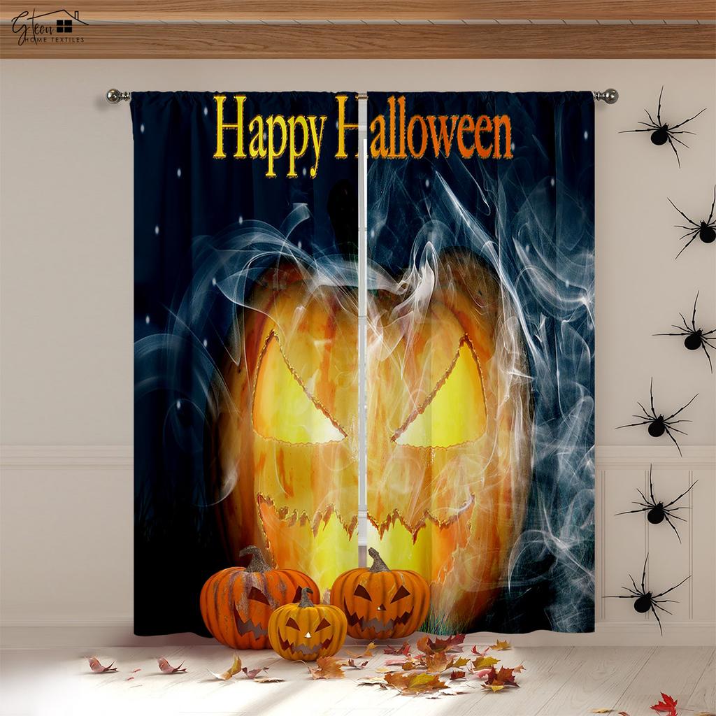 Niedliche Cartoon Geist Kürbis Totenkopf Halloween Dekoration Vorhänge Kinderzimmer Wohnzimmer Kamin Party Dekoration Vorhänge