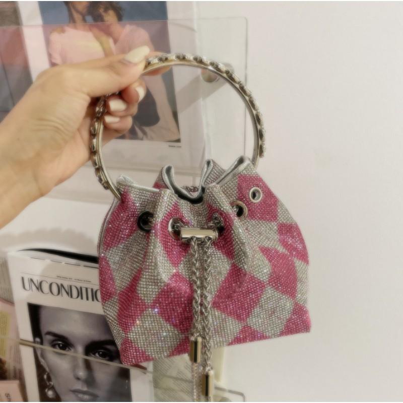 2026 Womens Crystal-Embellished Crossbody Bag Fringe Detail Small Square Shoulder No Top Handle