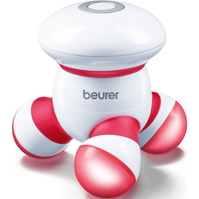 BEURER MG16 Mini Massager - Vibrating Massage with Three Illuminated Massage Heads - Red