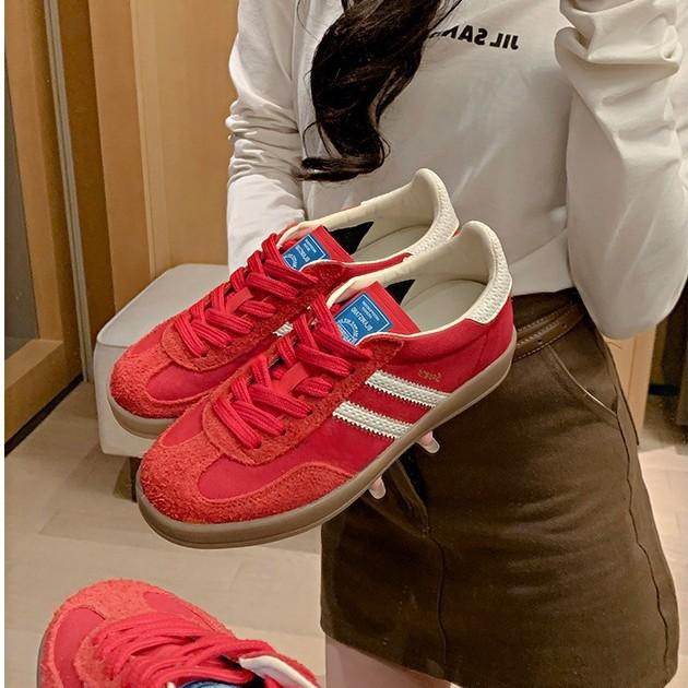 Leather retro color matching German training shoes women's 2025 new Korean version lace-up flat-bottomed casual sports board shoes Forrest Gump shoe