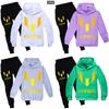 Messi Letter Print Cartoon Kids Hoodie And Pants Set With Cotton Fabric