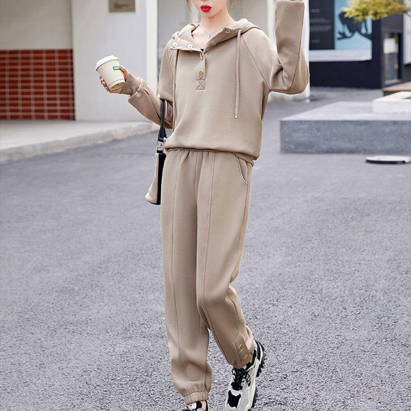Women's Plus Size Loose Tracksuit - 2025 Autumn/Winter Fashion Sweatshirt Two-Piece Set