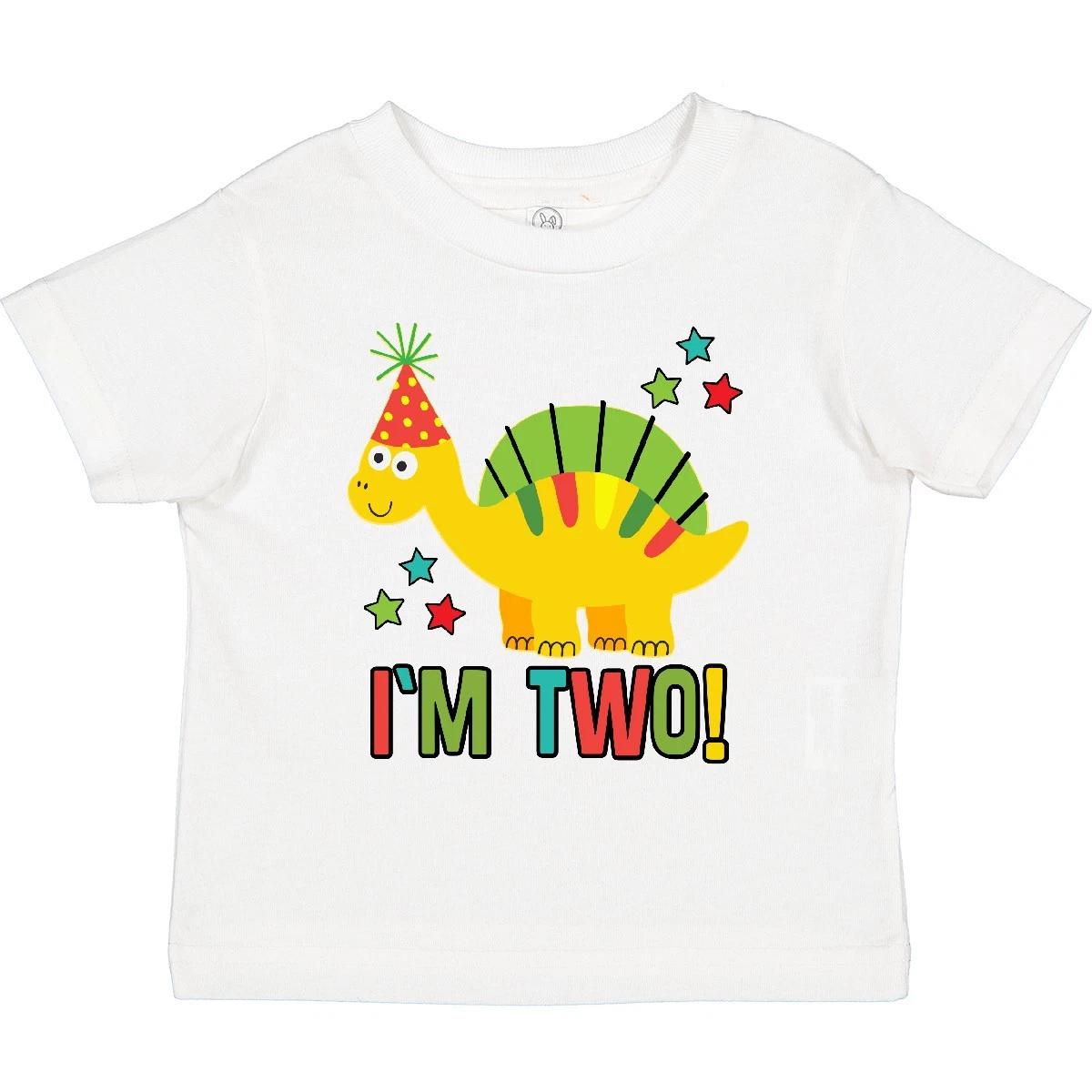 Inktastic Dinosaur 2nd Birthday 2 Year Old Party Outfit Toddler kids boys T-Shirt Two Idea 150
