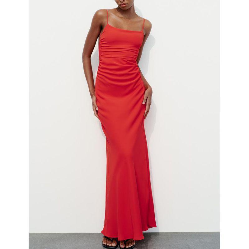 Spring and Summer New Arrival Women's Clothing Fashion Style Straight Collar Camisole Wrinkle Decoration Intimates Style Dress 2803091