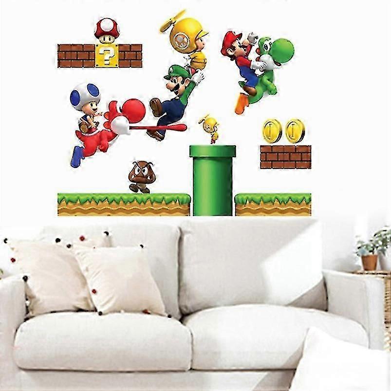 Naklejka Ścienna 3D Super Bros Naklejka Ścienna Zdejmowana Winyl Naklejki dla Dzieci Dekor do Pokoju Dziecięcego Sztuka Dekor do Żłobka Dom Dzieci Pokój Dziecięcy Dekor-TF