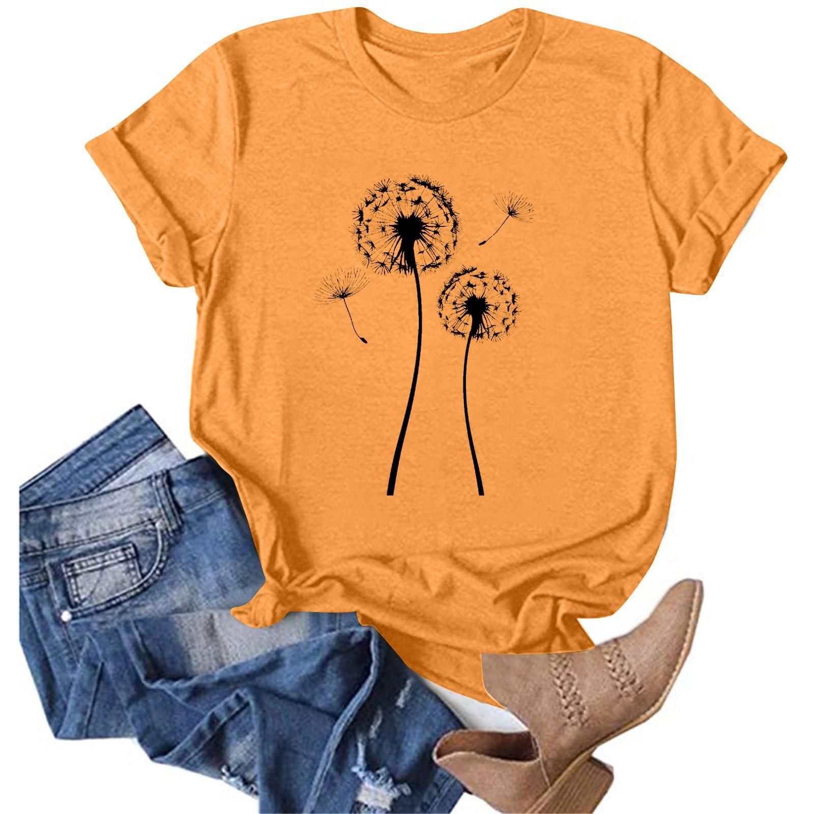 

Женская повседневная футболка с круглым вырезом и коротким рукавом с принтом S оранжевый