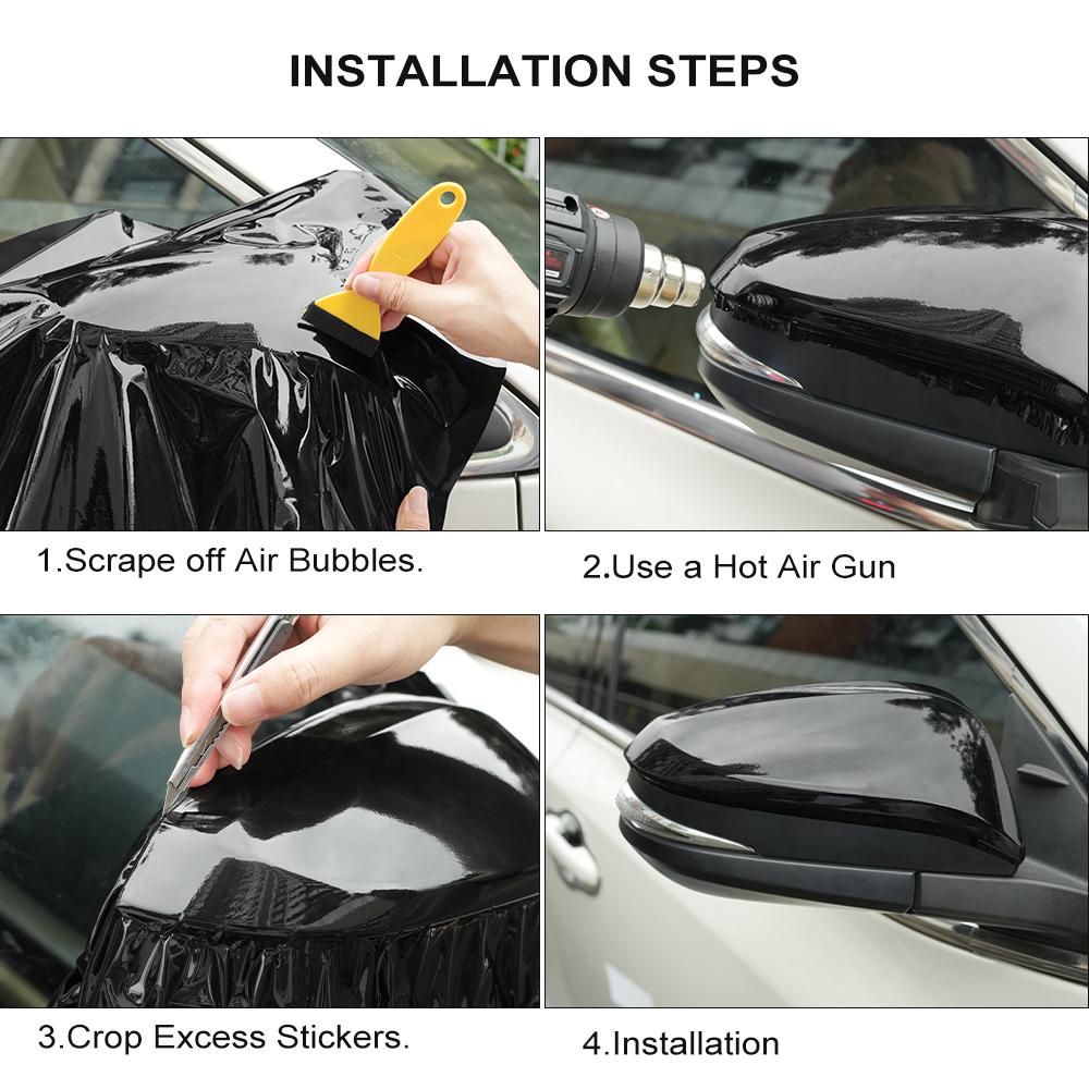 0.9mx1.52m/3m/16.5m Glossy Bright Black Car Films Vinyl Decal Wrap Sticker Self Adhesive Auto Body Decor Film Air Bubble Free