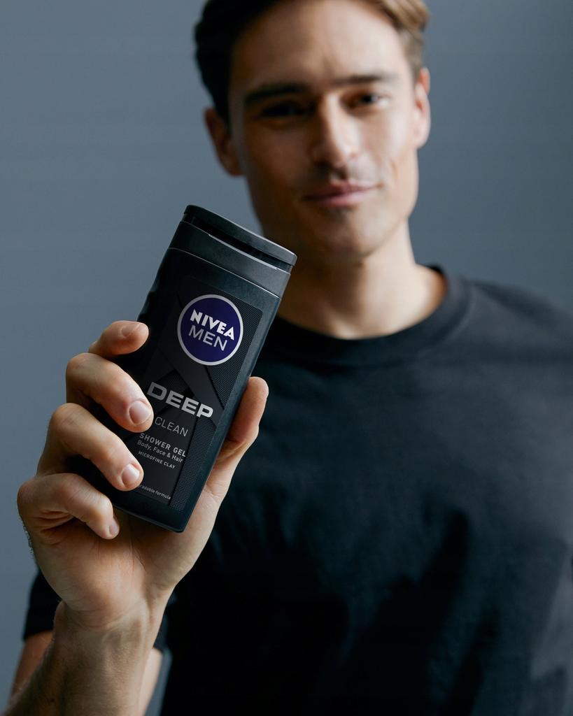 Nivea Men Deep Clean Żel Pod Prysznic Męski 3W1 - Płyn Do Mycia 250Ml