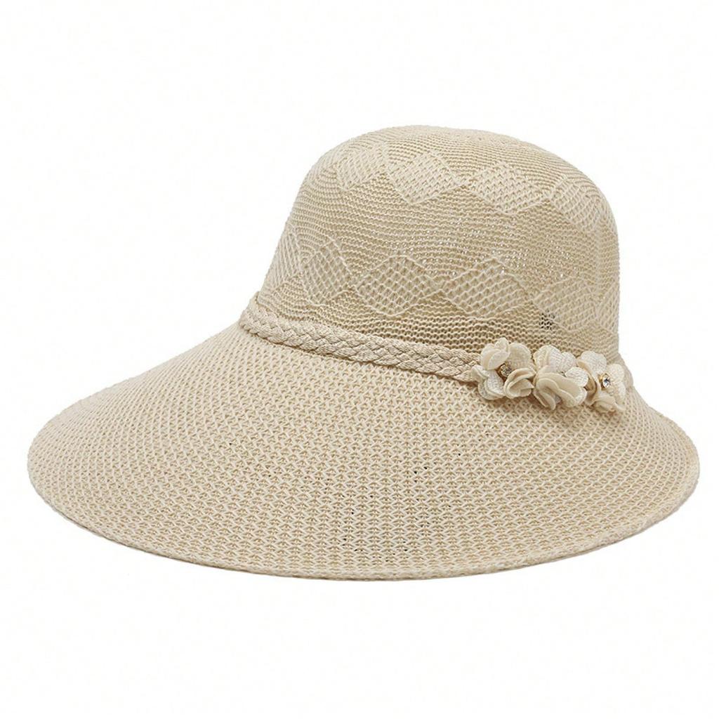 Women's Summer Wide-Brimmed Sunshade Straw Hat For Spring And Summer Outdoor Sun Protection Beach Trip Floral Cool Hat
