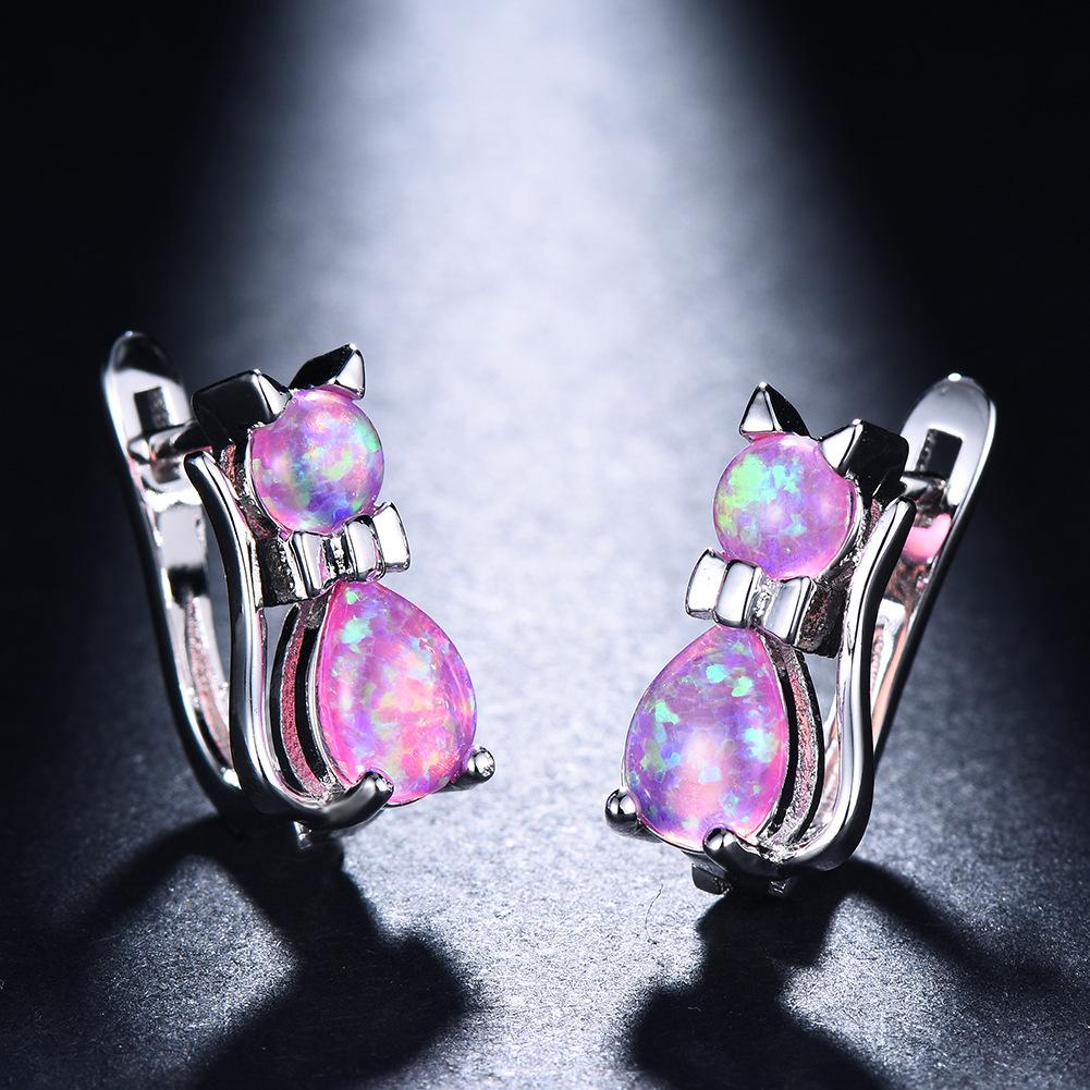 Japanese Korean Mini Creative Earrings Blue Cat Ear Buckle Small Cartoon Fashion