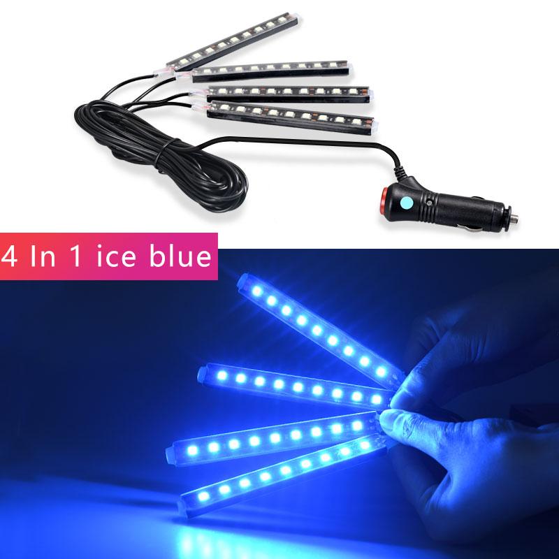 Led Bar Car Interior Backlight Ambient Mood Foot Light With Cigarette Lighter Decorative Atmosphere Lamp Auto Accessories