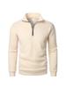 2025 Men's Half-Zip Stand-Up Collar Casual Solid Color Fashion Hoodie with Long Sleeves and Plus Velvet