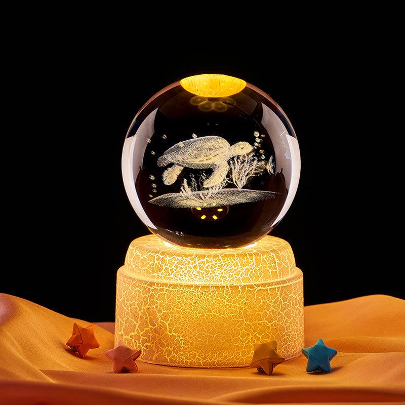 Laser Engraved Sea Turtle Crystal Ball Night Light - Perfect Birthday Gift for Friends or Classmates