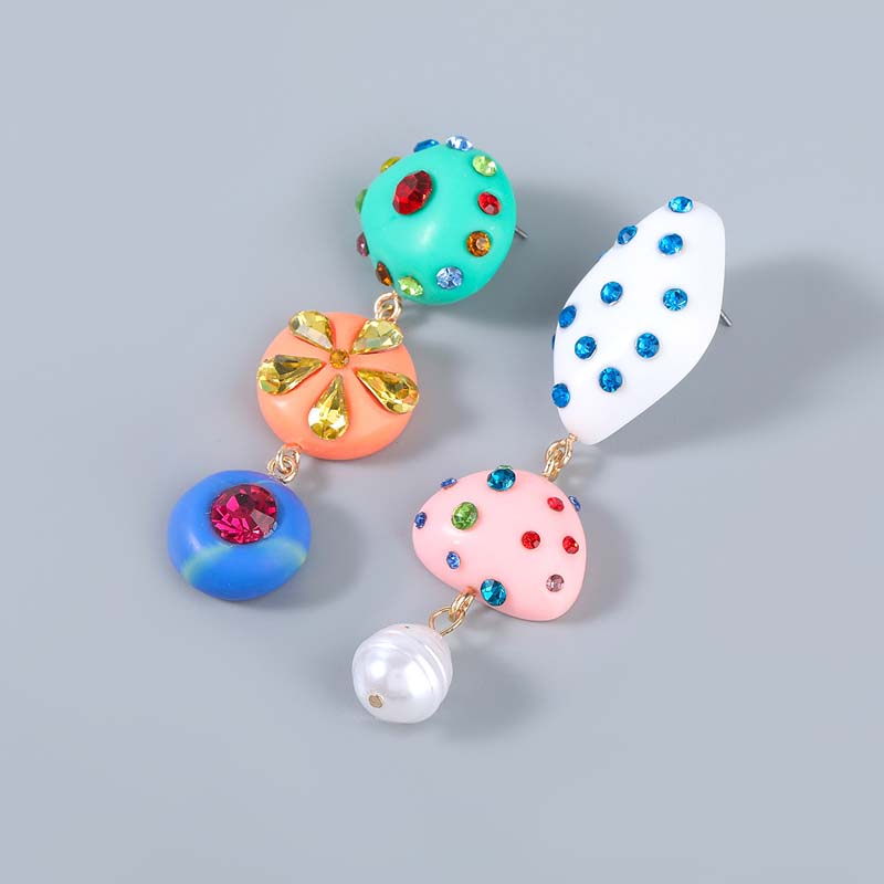 

Bohemian Colorful Acrylic Resin Water Drop Earrings For Women Luxury Zircon Long Asymmetric Charm Earrings Wedding Zircon Gifts