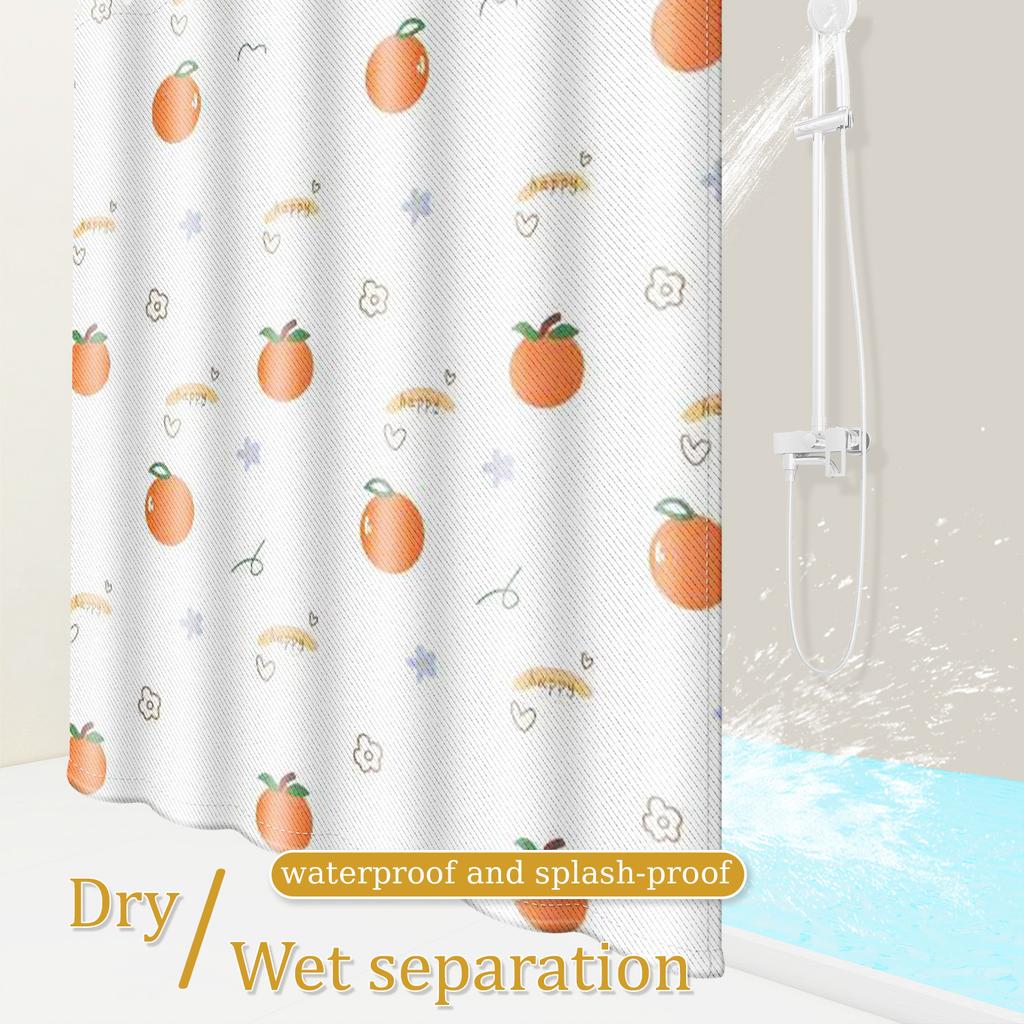 Cheerful Happy Orange Shower Curtain - Warm Color Fruit polyester fabric
