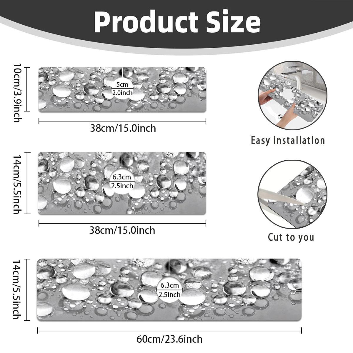 VIKAMA Faucet Drain Mat and Sink Absorbent Mat - Minimalist Water Droplet Pattern - Kitchen and Bathroom Faucet Drain Cover 10X38CM