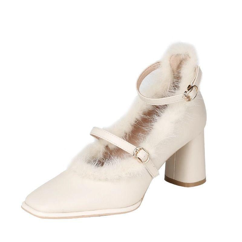 High Heel Mary Jane Shoes With Pu Material For Daily Fashion Women