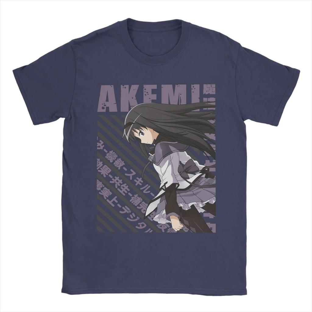 Puella Magi Madoka Magica Homura Akemi Vintage T-Shirt, Unisex Anime Fan Streetwear Tee, 100% Cotton Casual Short Sleeve Top