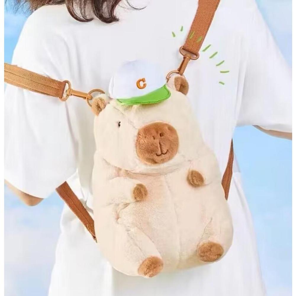 Capybara peluş sırt çantası Kawaii moda peluş bebek kürk çanta çocuk çantası omuzdan askili çanta Mini sırt çantası çanta kız arkadaşı için hediyeler