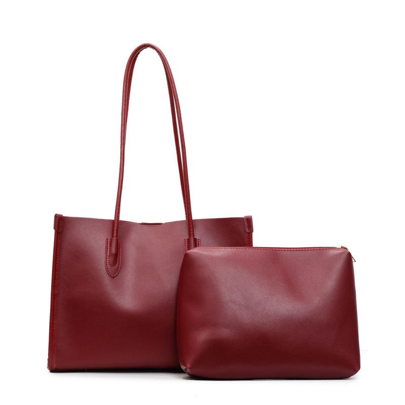 Solid Color Fashionable New Mother and Child Bag Pu Large Capacity Shoulder Casual Armpit Bag Tote Bag