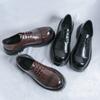 Large Size Spring and Autumn New Leather Shoes Men's Platform Derby Shoes British Style Trend Men's Shoes Leather Shoes One Piece 2025