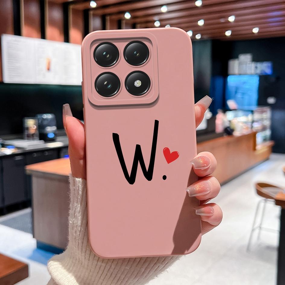 Case For Xiaomi 14T 14 15 12 12S 12T 12X Pro Ultra Lite Back Cover Pretty Love Heart Letter Pattern Soft Silicone Anti Fall Protective For Xiaomi Capa