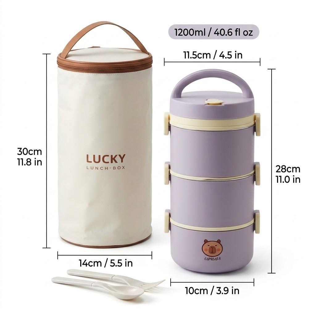 Microwave Safe 304 Stainless Steel Bento Box Thermal Lunch Box Portable Leakproof Insulated Kids Food Container Stackable