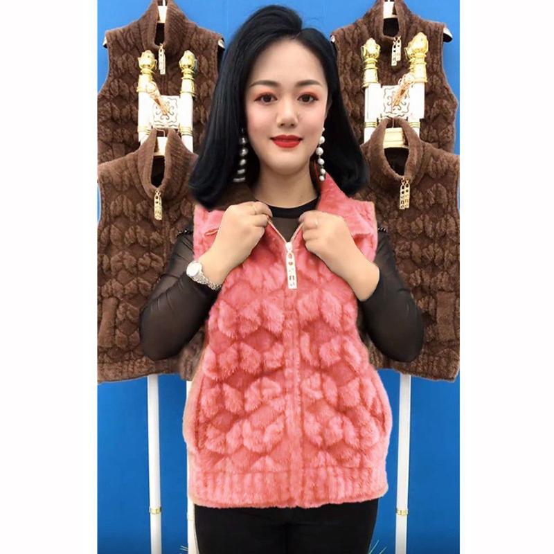 Winter Vest Women's Velvet Warm Zipper Sweater Coat Velvet Middle Aged Old Mother Vest Jacket