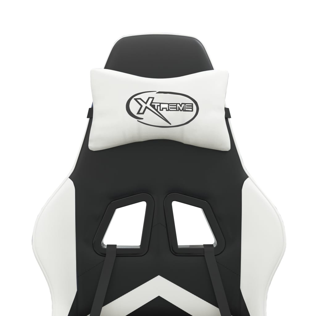 Gaming Chair Black and White Artificial Leather