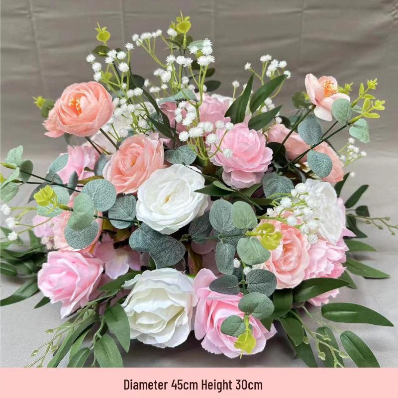 Artificial Flower Column Wedding Decorations with Car Delivery Ceremony and Roman Style Welcome Board