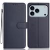 For iPhone 17 Pro Max Wallet Case with Strap/Multiple Card Slots Solid Color Leather Stand Phone Cover