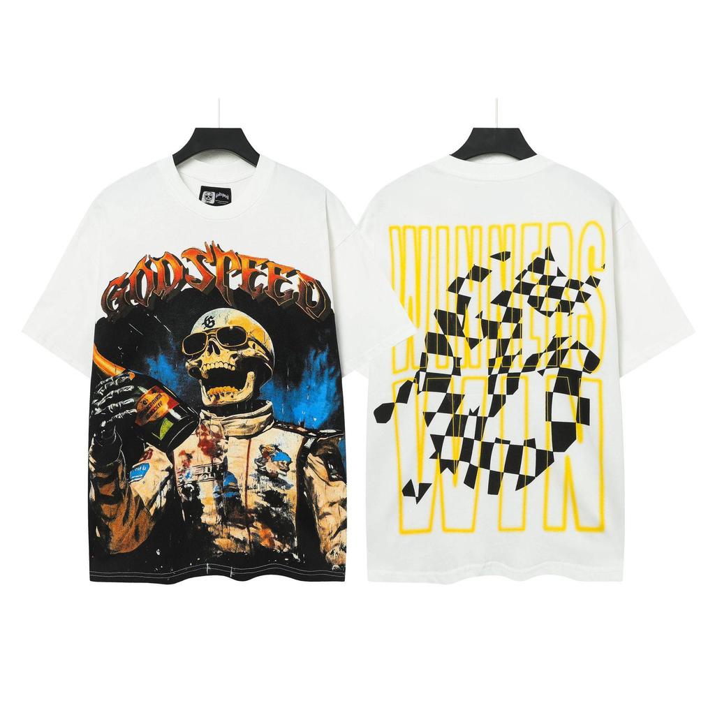 Vintage Skull Rock Band Short-Sleeve Casual Loose T-Shirt for Couples